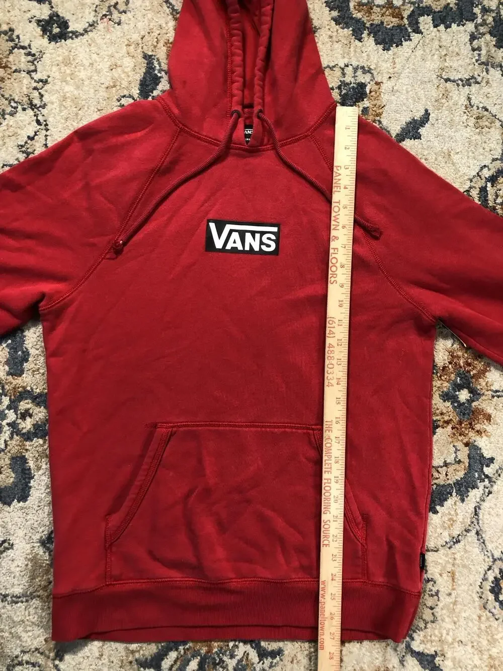 Vans Versa Hoodie Sweatshirt Mens Medium Red Fleece Pullover Kangaroo Logo
